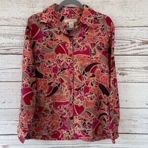 C.L.O.T.H.E.S. New Women's Multicolor 100%Silk Button Down Top Size Medium